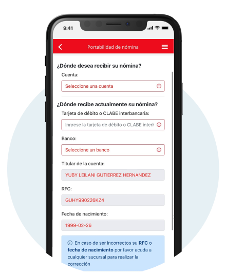 Portabilidad de nómina Santander - Paso 2