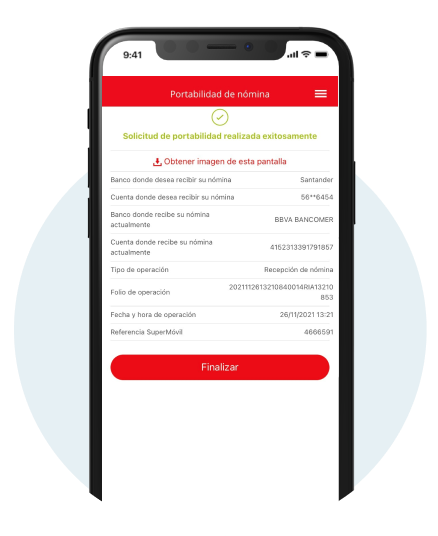 Portabilidad de nómina Santander - Paso 4