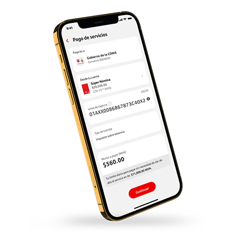 Pago de Servicios en la app Santander