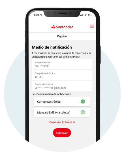Comenzar a usar la app Santander - Paso 6